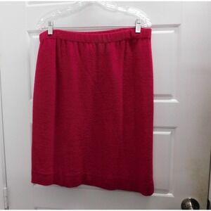 St John Evening Knit Berry Red Pencil Skirt USA Size 12